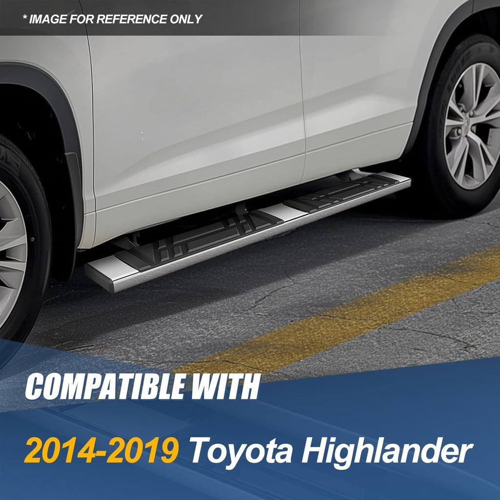 Auto Dynasty Running Boards Compatible with 2014-2019 Toyota Highlander, Stainless Steel Side Step Rail Nerf Bars, 6.5' x 73' Step Bars, Polished Chrome