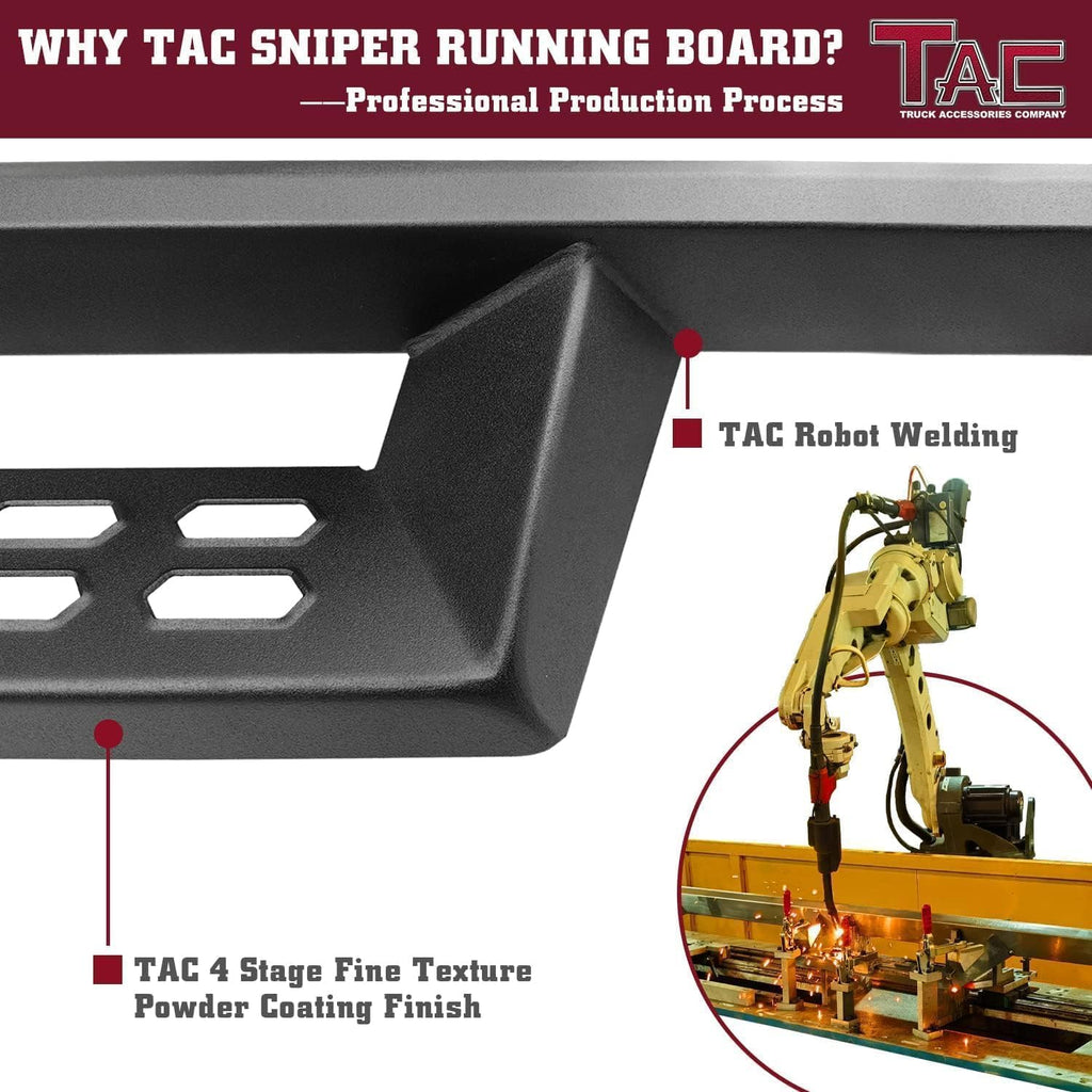 TAC Sniper Running Boards Fit 2024-2026 Toyota Tacoma Double Cab (Incl. Hybrid Model) 4' Drop Side Steps Nerf Bars Automotive Exterior Accessories Fine Texture Black 2pcs