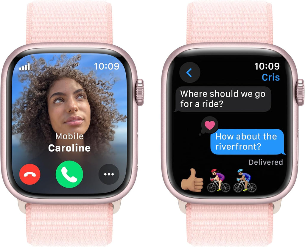 Apple Watch Series 9 [GPS + Cellular, 45mm] - Pink Aluminum Case with Pink Sport Loop, One Size (Renewed)