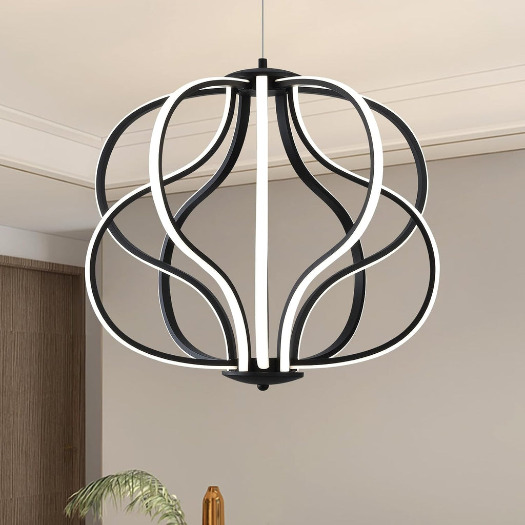 Modern LED Chandelier，Black Adjustable Hanging Chandelier ，Easy to Install, Suitable for Foyer, Dining Room, Living Room, Bedroom