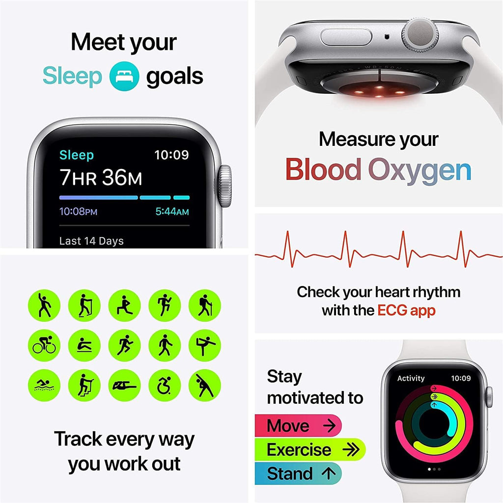 Apple Watch Series 6 (GPS + Cellular, 40mm) - Silver Aluminum Case with White Sport Band (Renewed Premium)