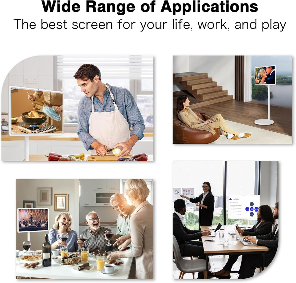 Portable TV on Wheels, Portable TV 4K Touch Screen TV, TV on Wheels 8G+128GB, Portable Smart TV Android 13, Built-in Battery(5-8H), Full Swivel Rotation, Remote Control (32 inches)