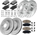 10.3' Front and 10.24' Rear Brake Kit Replacement for Honda Civic 2006 2007 2008 2009 2010 2011, Rotors and Brake Pads Front and Rear, Drilled and Slotted Brakes