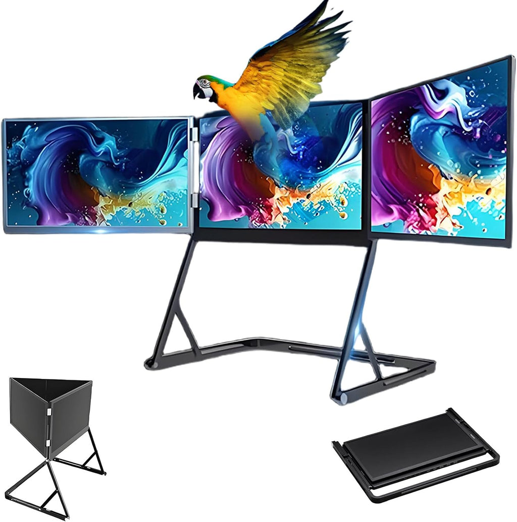 Laptop Screen Extender Monitor Portable, 15.6' Triple Laptop Screen Extender, HDMI/Type-C Attach and Play Multiple Screens Extended with 360° Rotation Compatible with Windows Mac Travel Work