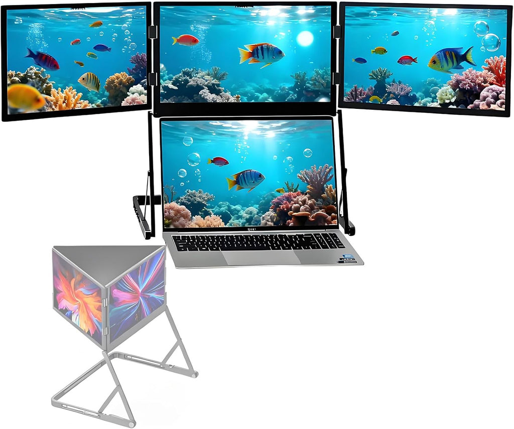 15.6' Triple Screen Financial Transactions Monitor,Work Efficiency Increased by 300%, Plug-Play Multi-Tasking Collaboration Screen Extender
