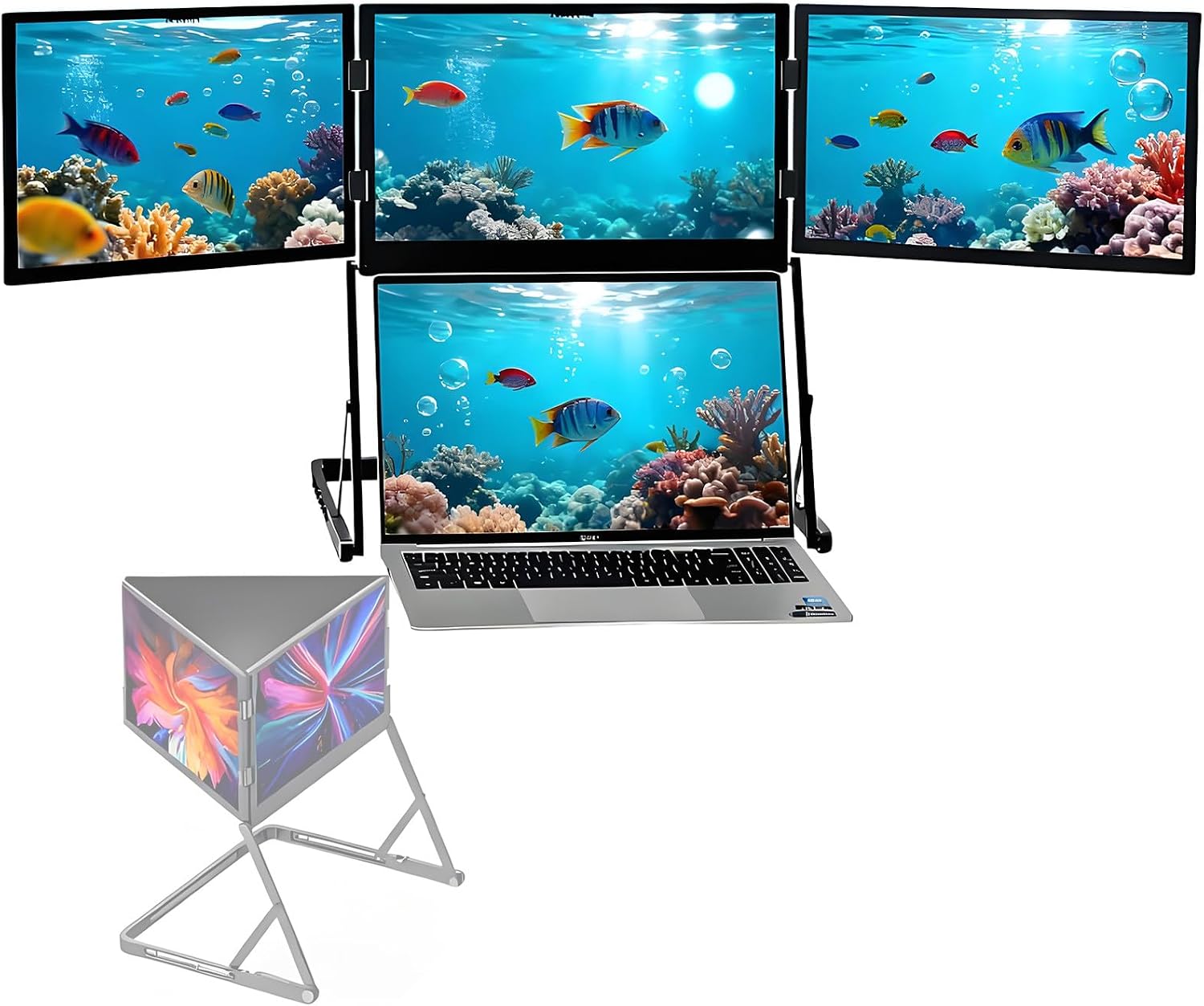 15.6' Triple Screen Financial Transactions Monitor,Work Efficiency Increased by 300%, Plug-Play Multi-Tasking Collaboration Screen Extender