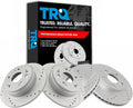 TRQ Front and Rear Performance Brake Rotors Set Premium G-Coated Cross Drilled & Slotted Compatible with 2002-2004 Honda CR-V