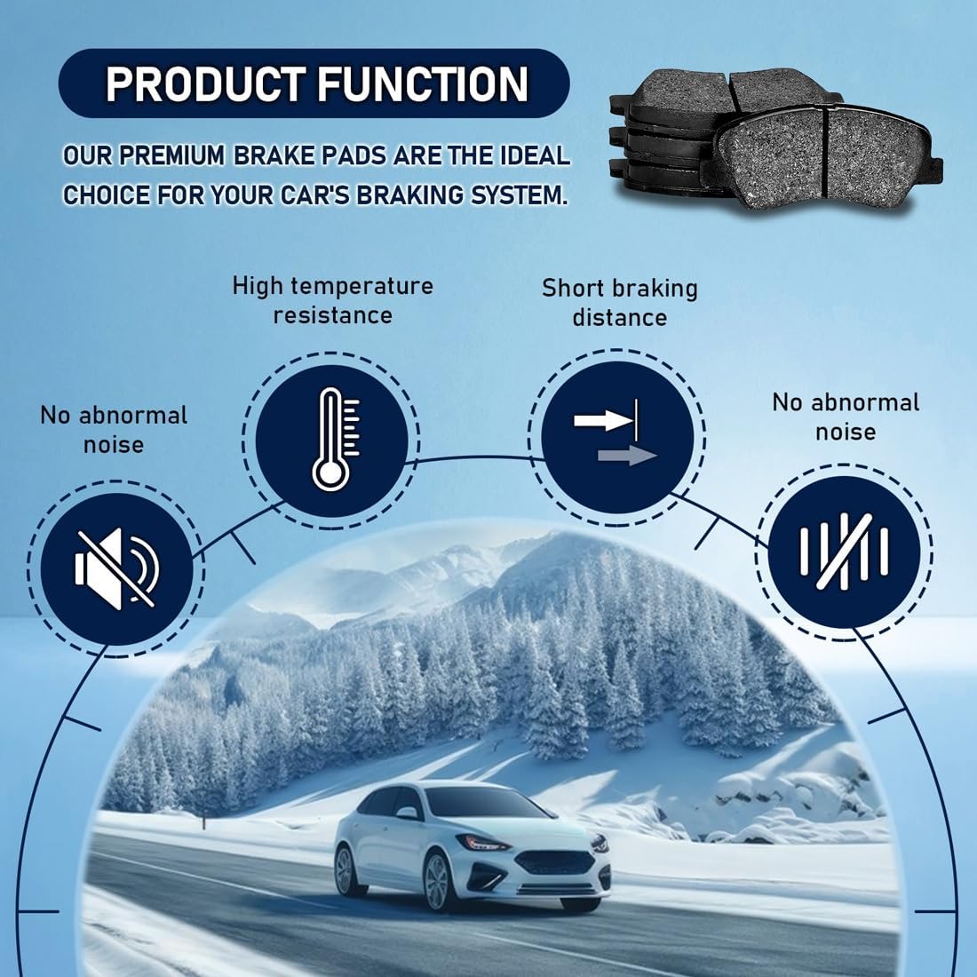 Ceramic Brake Pads w/Vented Rotors 11.09inch (281.6mm) for Honda Civic 1.8L 2006 2007 2008 2009 2010 2011, for Acura CSX 2.0L 2006 2007 2008 2009 2010 2011 6Pcs Front Replacement Brakes Kit