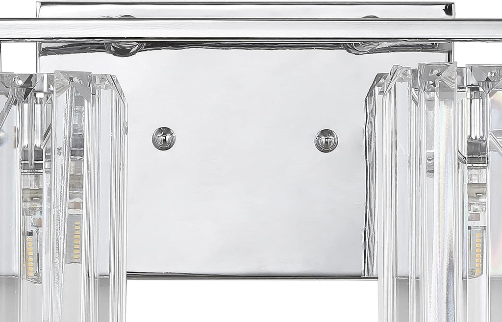 JONATHAN Y 4.75' Chrome 3-Light Vintage Glam LED Vanity Light Wall Sconce Fixture with Clear Crystal Prism Shade, Hardwired Wall Lamp for Bathroom Mirror Hallway, LED Bulb Included (JYL3554A)