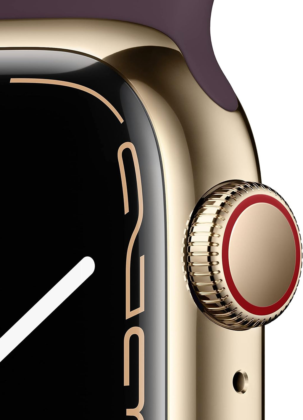 Apple Watch Series 7 (GPS + Cellular, 41mm) Gold Stainless Steel Case with Dark Cherry Sport Band, Regular (Renewed)