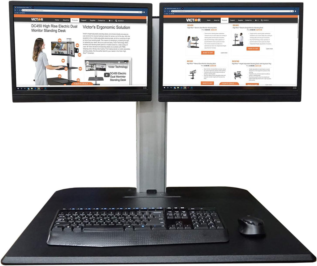 Victor DC350A Manual Dual Monitor Height Adjustable Sit-Stand Standing Desk Converter