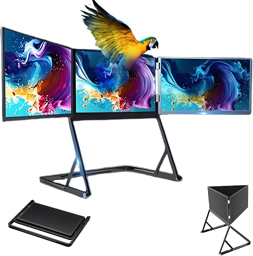 Laptop Screen Extender Monitor, 15.6' 1080P FHD Triple Screen Monitor with 360° Adjustable Viewing Angles, HDMI/USB-C Attach & Play, External Monitor for Laptop with Windows Macos