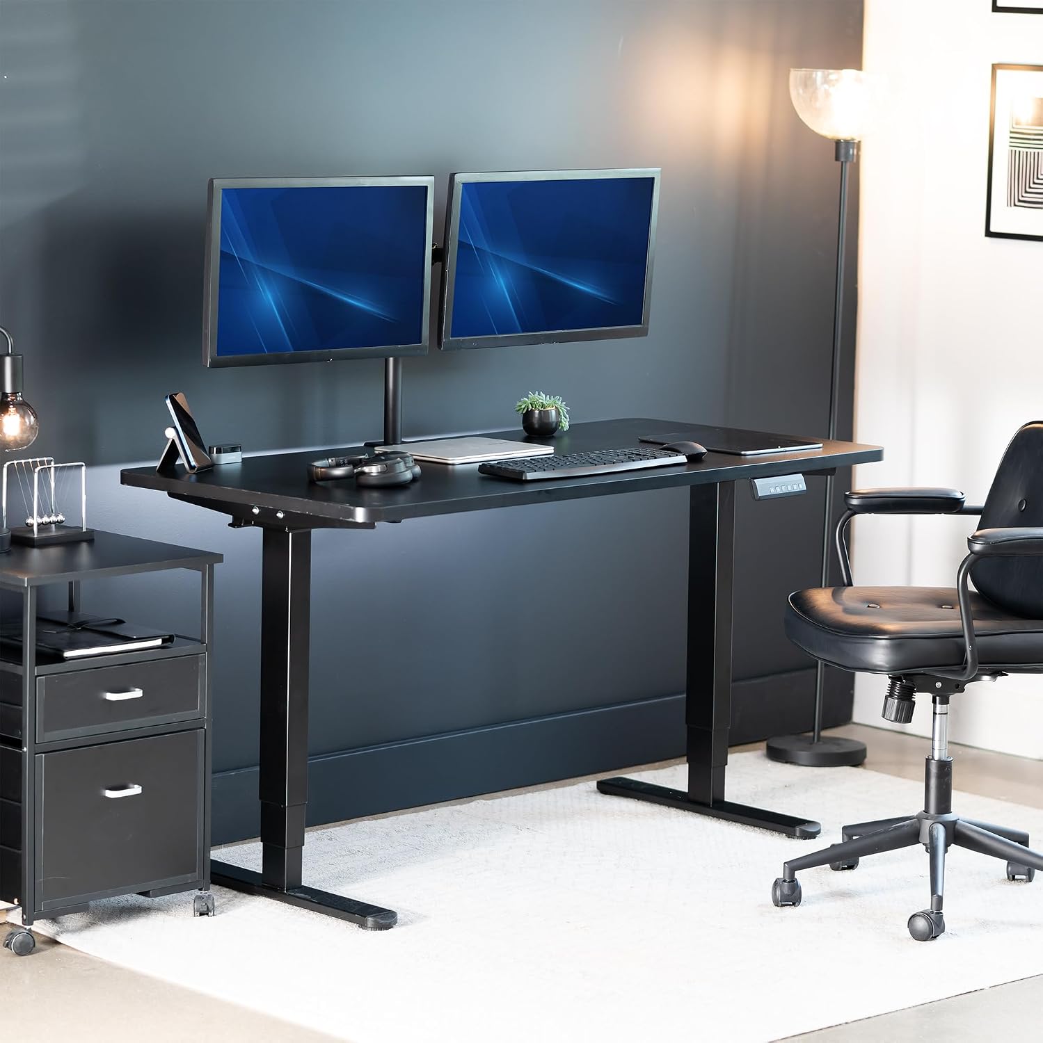 VIVO Electric 60 x 24 in Dual Motor Sit Stand Desk, Memory Height Adjustment, 2B Series, Black Top Black Frame, DESK-KIT-2B6B