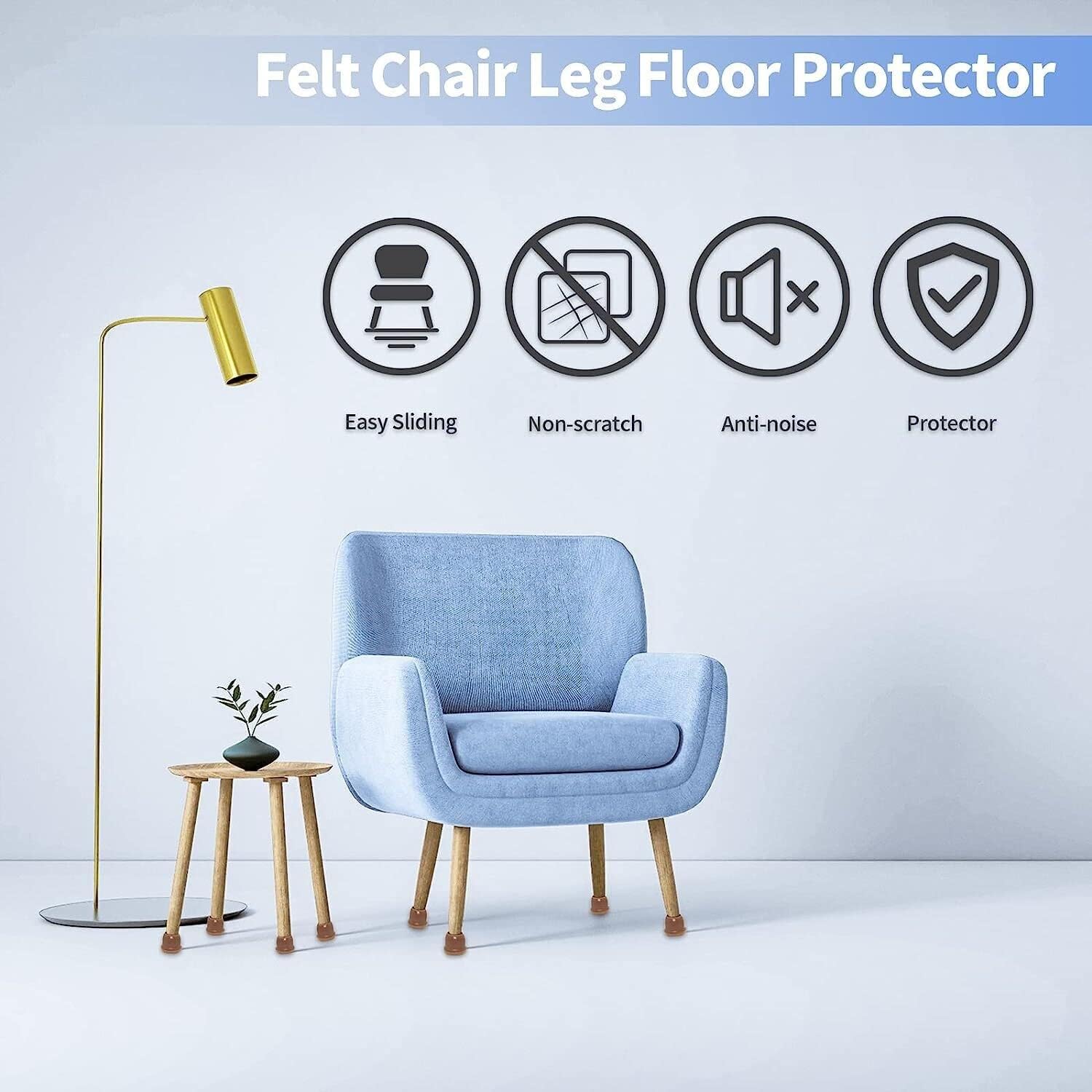 Chair Leg CapsRubber Furniture Leg Table Feet Covers24PCS Silicone Chair Leg Caps Felt Covers Furniture Leg Protectors Chair Feet Pads, Anti-noise, Round, 14 to 19 mm (9/16' to 3/4'), Transparent (C