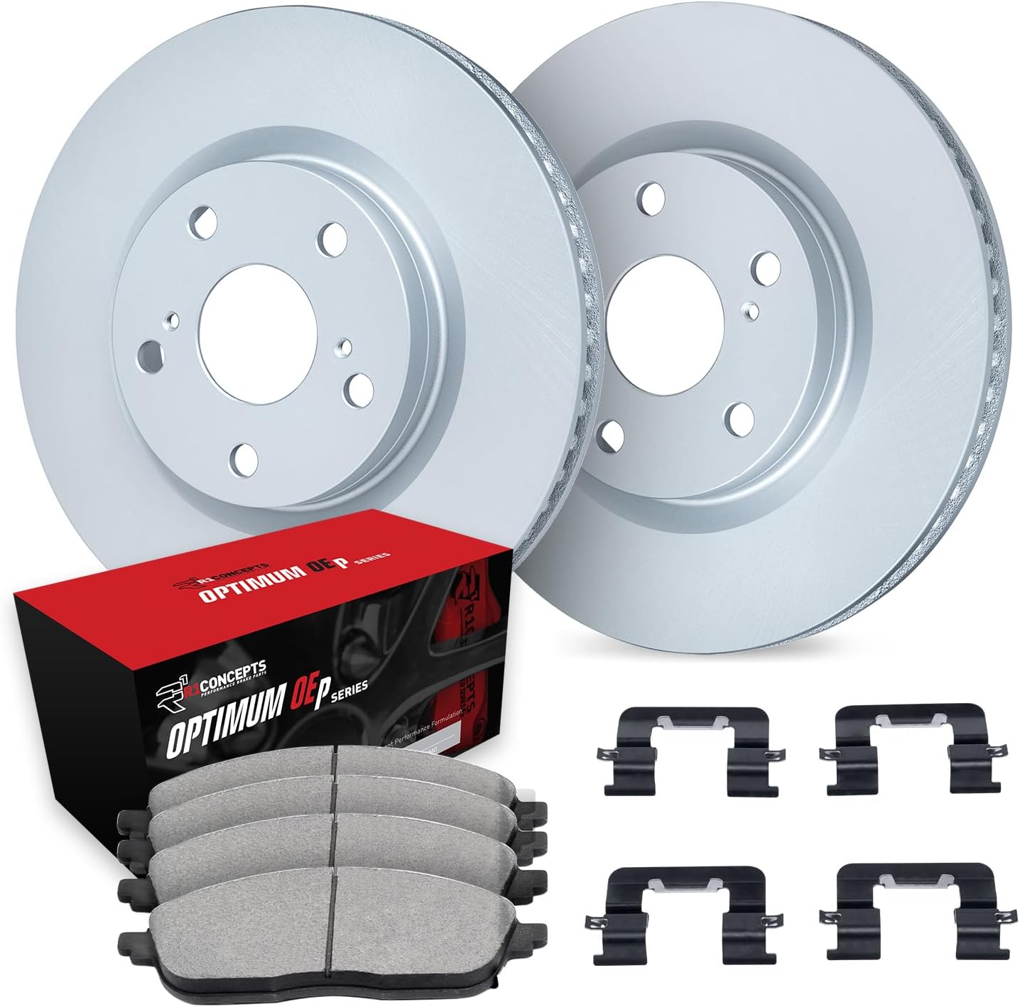 R1 Concepts Front Brake Kit Fits 2006-2011 Honda Civic| Optimum Oep Pads, Blank Rotors| Hardware| 10.3' Front