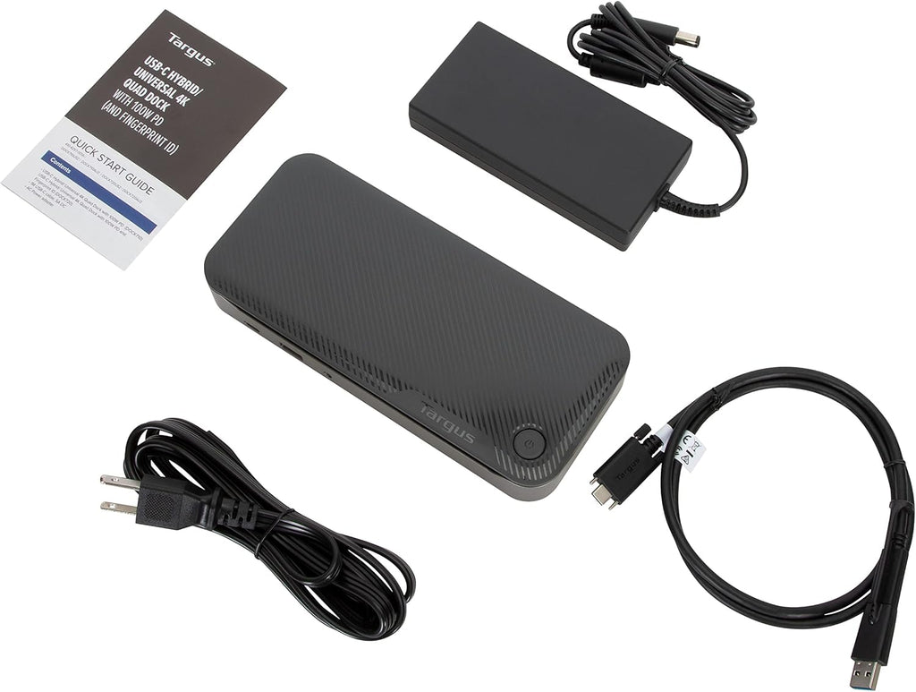 Targus USB C Hybrid/Universal Quad 4K Docking Station, Single 8K or Quad 4K UHD Display, 2 DisplayPort or 2 HDMI Ports, 100W Power Delivery (DOCK710USZ) Silver