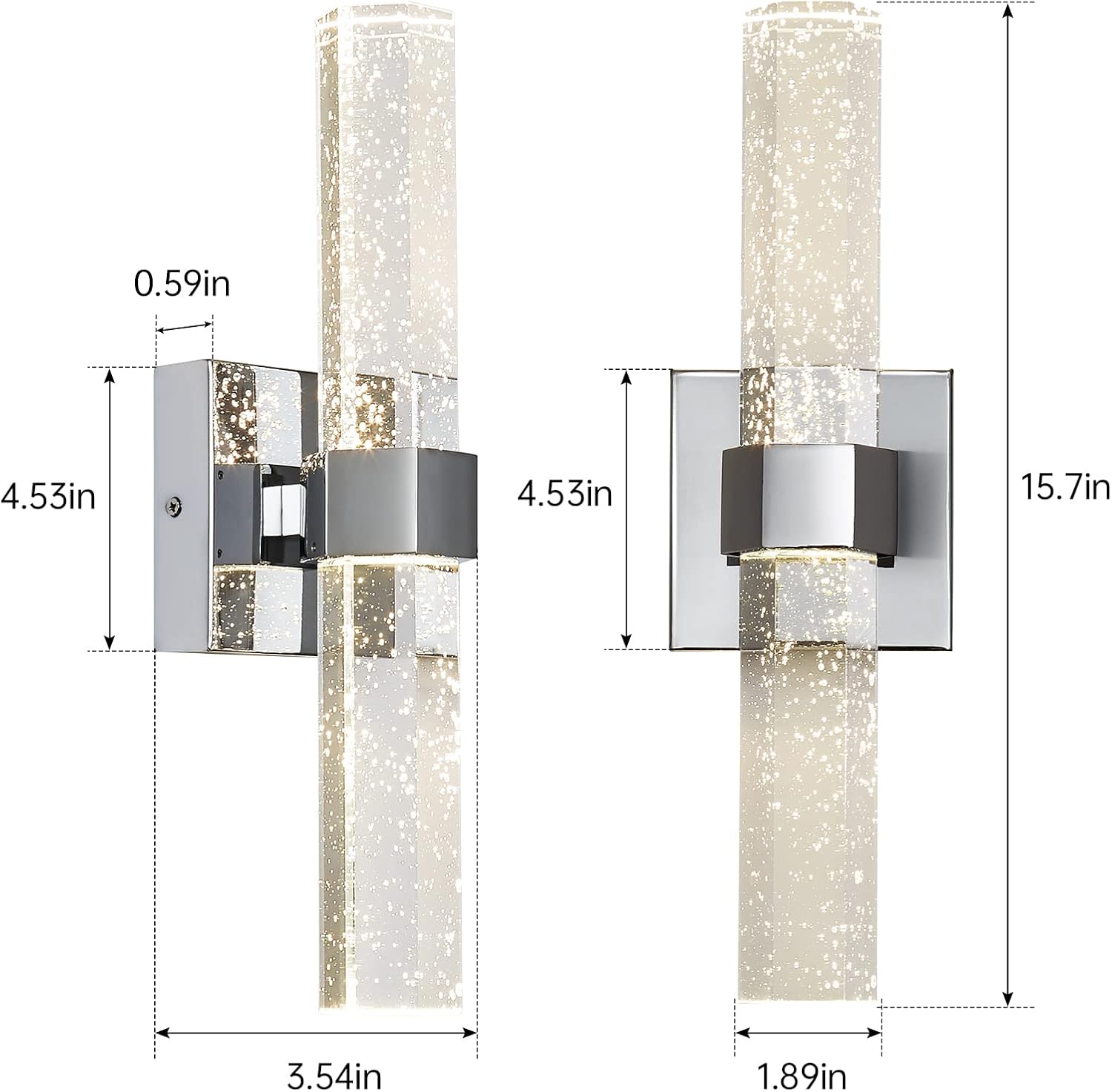 Epinl Wall Sconces Set of Two - Crystal Chrome Wall Sconces 14W Dimmable LED Bathroom Vanity Light Bubble Wall Lights for Bedroom Living Room Hallway