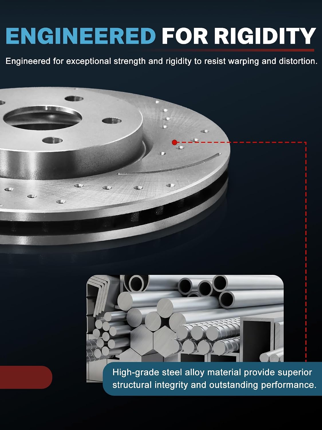 ALLCOMBO 10.3' Front and 10.24' Rear Brake Kit for 2006 2007 2009 2010 2011 Honda Civic, Drilled & Slotted Disc Rotors and Ceramic Pads Brakes Replacement [4-Wheel Disc Brakes]