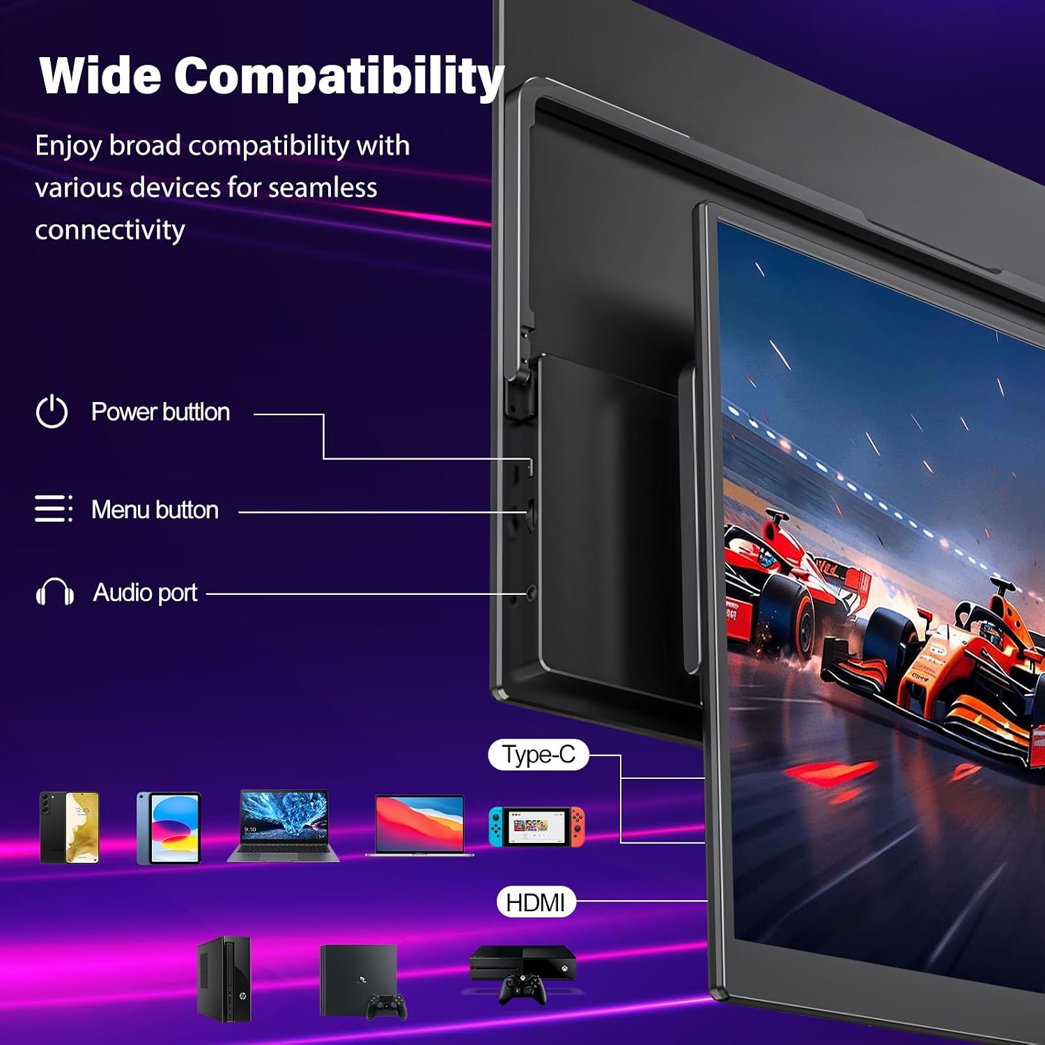 InnoView Portable Monitor 15.6' +16' Portable Monitor for Laptop with Protective Sleeve Built-in 90° Adjustable Stand USB C HDMI Ultra-Slim Portable Laptop Monitor for MacBook Phone PS4/5 Xbox Switch