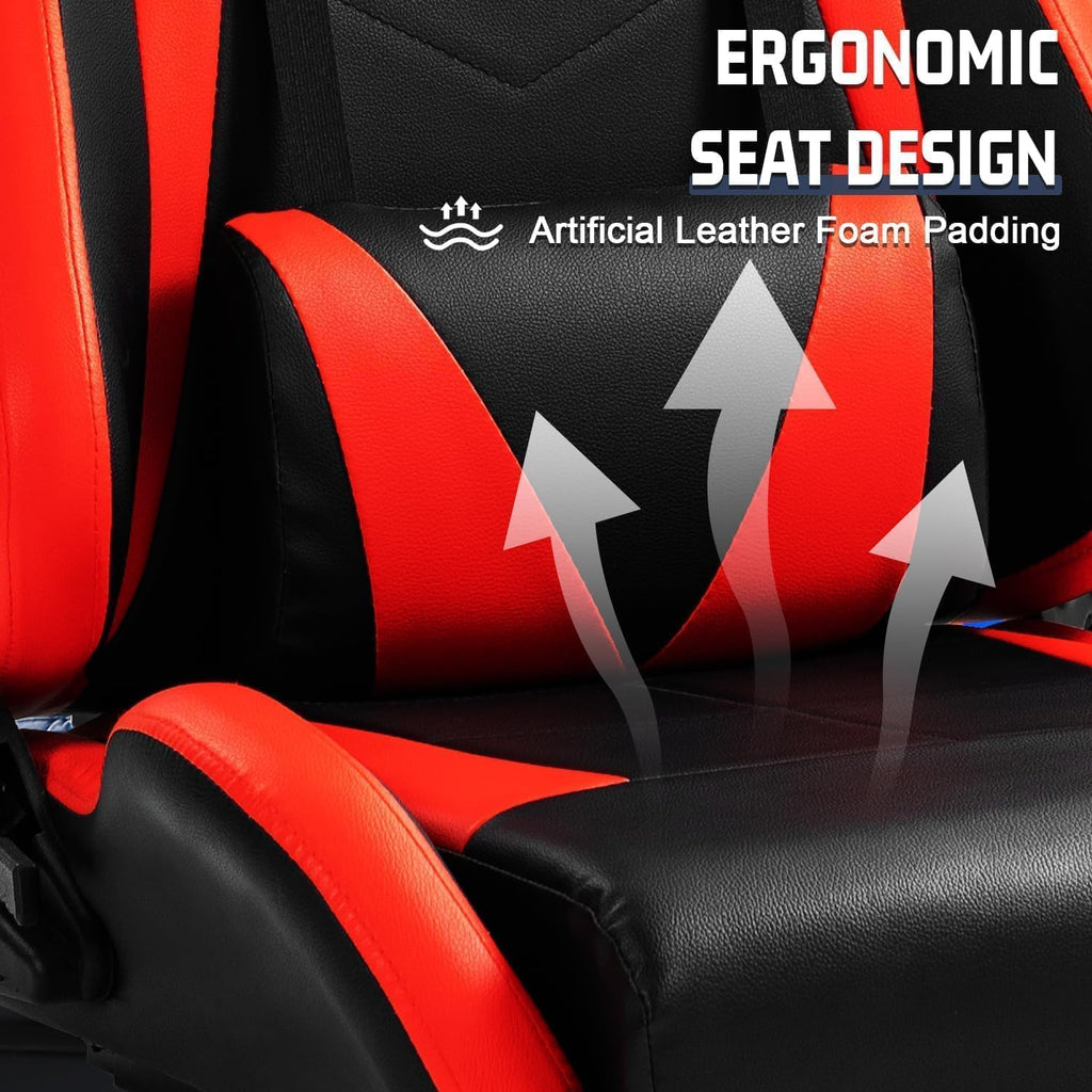 Marada Driving Simulator Cockpit with Monitor Stand with Red Seat Fit for G920,for Thrustmaster T500 TGT,for Fantec,Racing bracket Steering wheel stand Stable & Strong,Wheel and Pedals Not Included