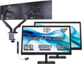 HP 22' FHD VA Monitor with 5 ms Response Time, Anti-Glare, Flicker Free, VESA Mount (100x100mm), HDMI, VGA & Dockztorm USB Port Expander, Black Color & ErgoFlexy Dual Monitor Mount (2 Pack)
