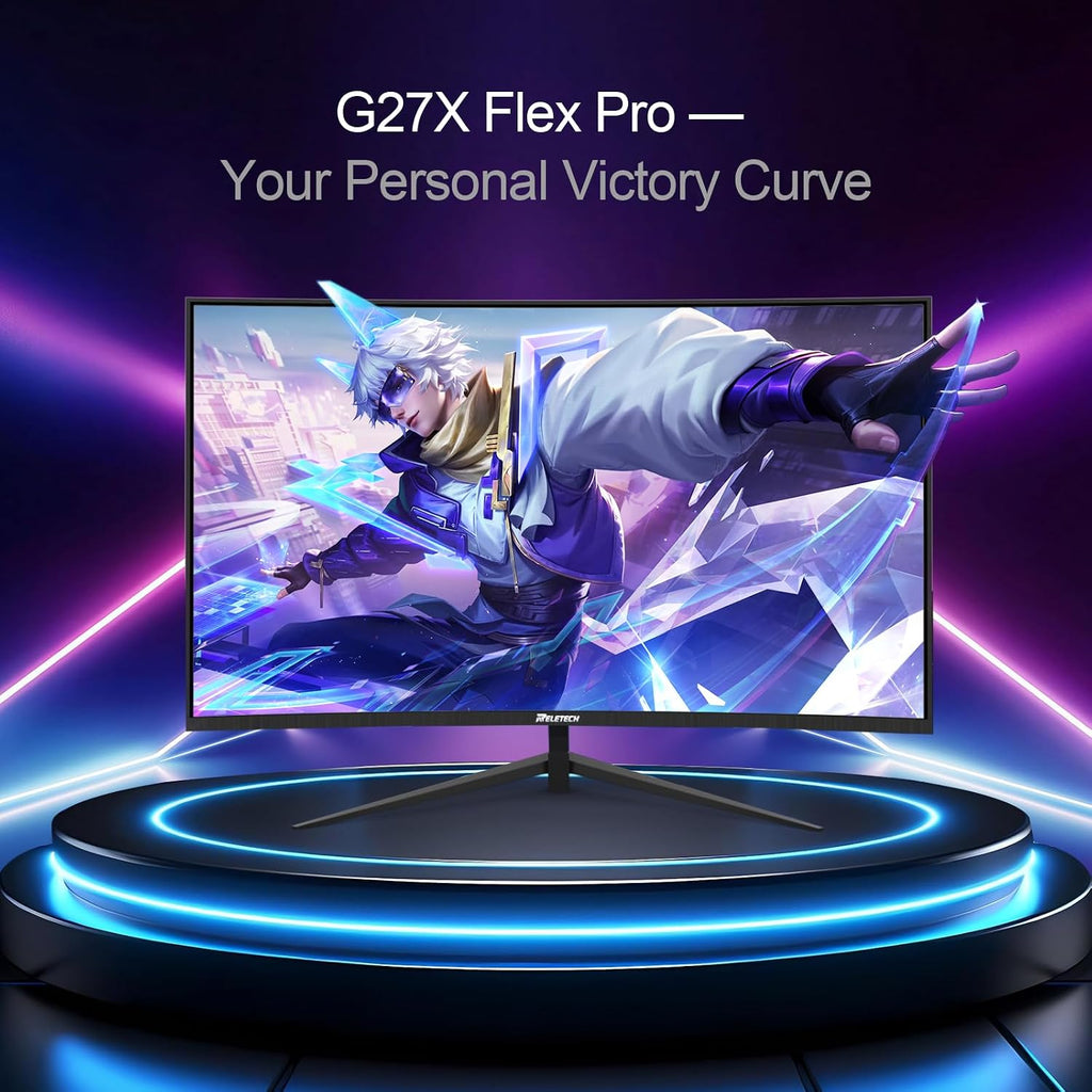 27 Inch Curved Gaming Computer Monitor 2K QHD(2560x1440) 180Hz Monitor,1ms 1800R Display, FreeSync, 4000:1 Contrast Ratio,100% sRGB, HDMI 2.0 & DisplayPort 1.4 VESA Mount（G27X Flex Pro）