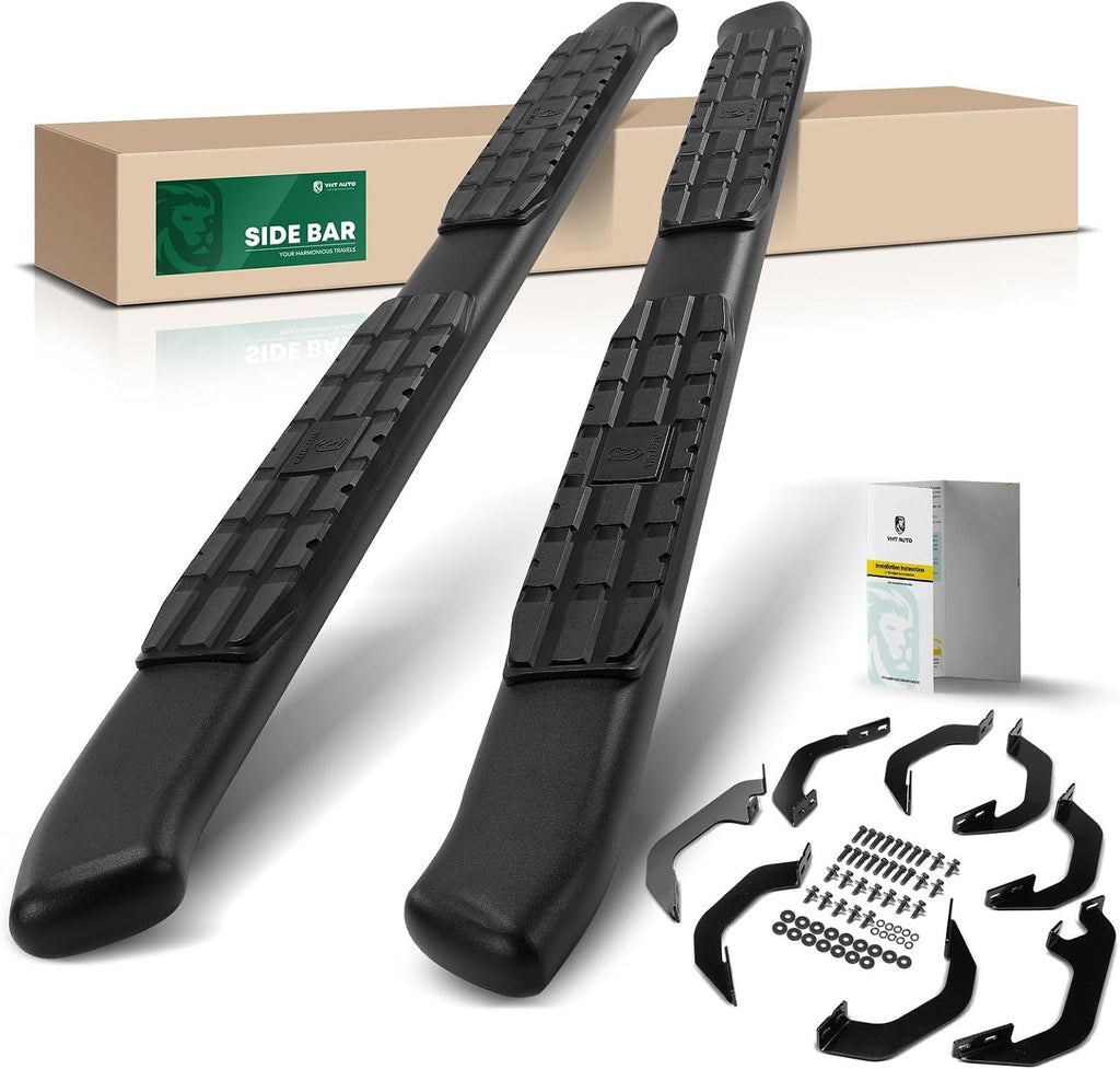YHTAUTO 4.25' Running Boards Side Steps Fit Toyota Tundra 2022-2026(Extended Cab/Double Cab) Carbon Steel Black Powder, Truck Side Step Rails Off-Road Exterior Accessories, Set of 2