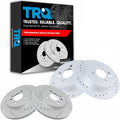 TRQ Performance Front Rear Brake Rotor Set Slotted Drilled G Coated Compatible with 2002-2006 Mini Cooper