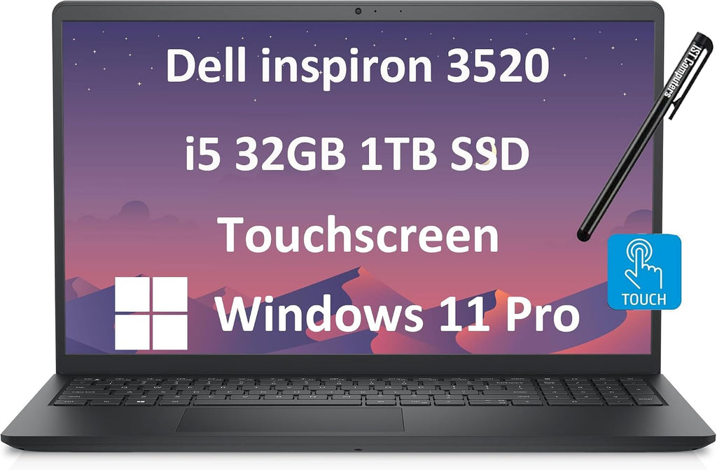 Dell Inspiron Touchscreen Laptop (15.6' FHD Touch, Intel Core i5-1155G7, 32GB RAM, 1TB SSD) for Business, Students, Enterprises, Numeric Keypad, Narrow-Bezel, Webcam, Win 11 Pro S Mode, Carbon Black