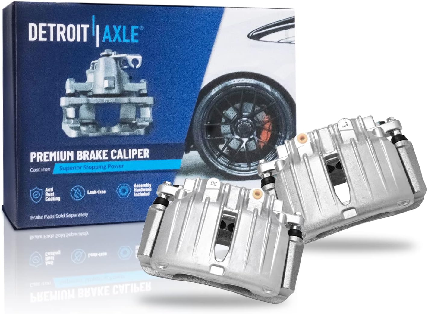 Detroit Axle - 8pc Brake Kit for 2001-2005 Chevrolet Silverado 1500 GMC Sierra 1500, 2000-2006 Yukon XL Avalanche Suburban 1500 Tahoe Front & Rear Disc Brake Calipers Brake Pads Replacement