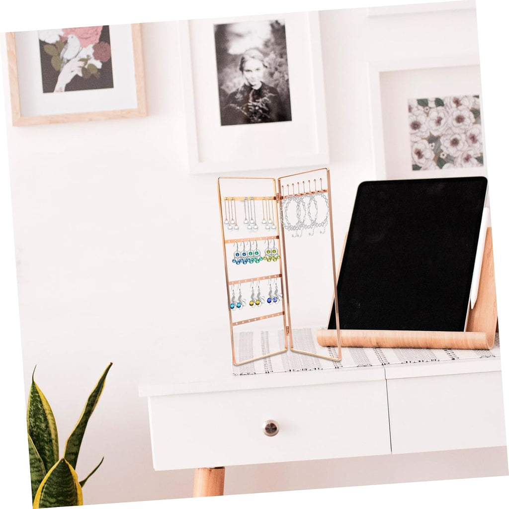 4pcs Wrought Iron Jewelry Stand Delicate Jewelry Stand Ornament Display Stand Monitor Stands Necklaces Display Stand Earring Display Stand Necklace Display Rack Earrings Organizer (Rose Goldx2pcs 28