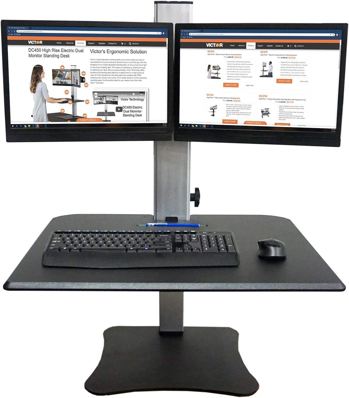 Victor DC350A Manual Dual Monitor Height Adjustable Sit-Stand Standing Desk Converter