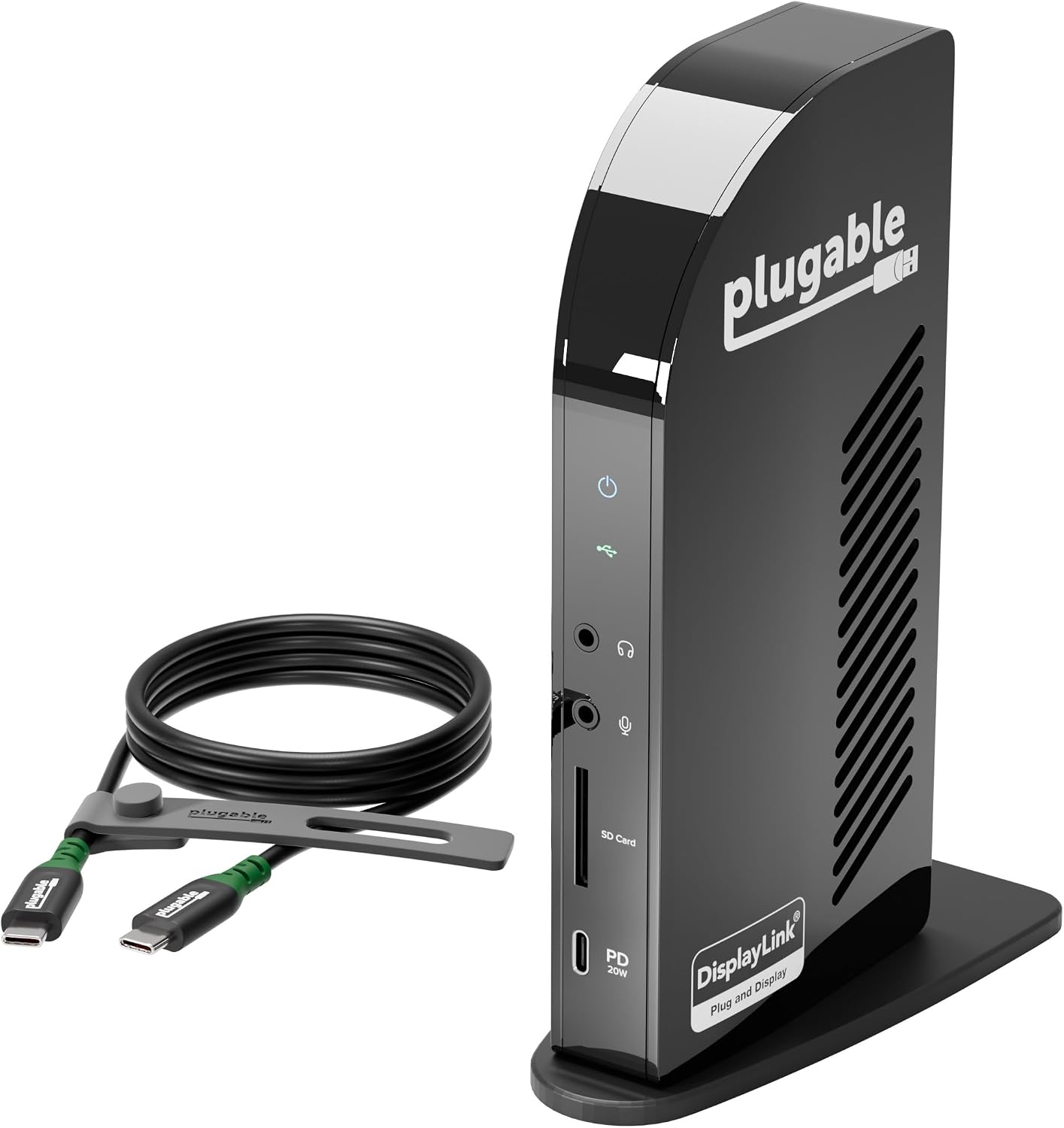 Plugable Docking Station Bundle – 13-in-1 USB-C Triple Display Dock + High-Performance USB-C Cable, 100W Host Charging, 3 HDMI, 4 USB, Ethernet, SD - for Mac, Windows, Chrome