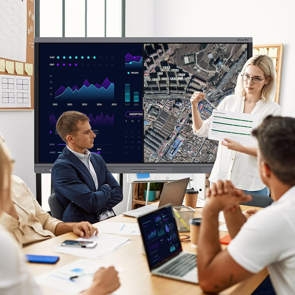 Shiarffe X5 Smart Board 55 Inch 4K Interactive Whiteboard 8GB RAM + 128GB Storage, All-in-One Touchscreen Monitor Built-in Speaker for Classroom Hybrid Work (Board Only)