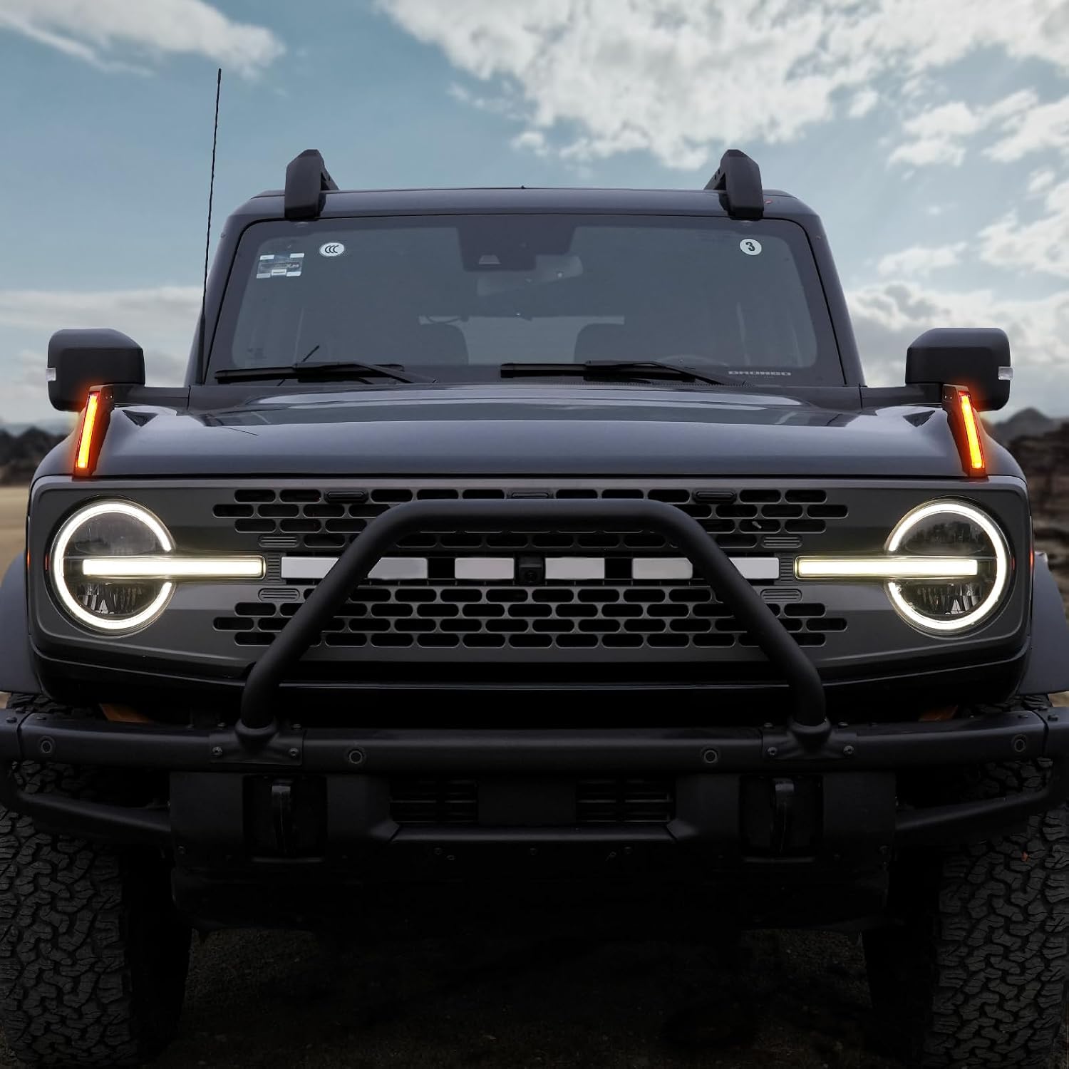 Mabett Trail Sight Light with Built-in Marker Lights for Ford Bronco 2026 2021–2025, Upgrade Hood LED Light Fit for Bronco Accessories 2/4-Door, Turn Signal and Marker Lighting