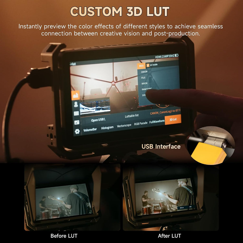 VILTROX DC-X2 Touchscreen Camera Field Monitor, 2000 Nits 6 inch On Camera Monitor 4K HDMI in/Out 3D Lut Full Waveform 1920X1080 HD Focus Peaking Assist Video Field Monitor with Sunshade Hood Battery