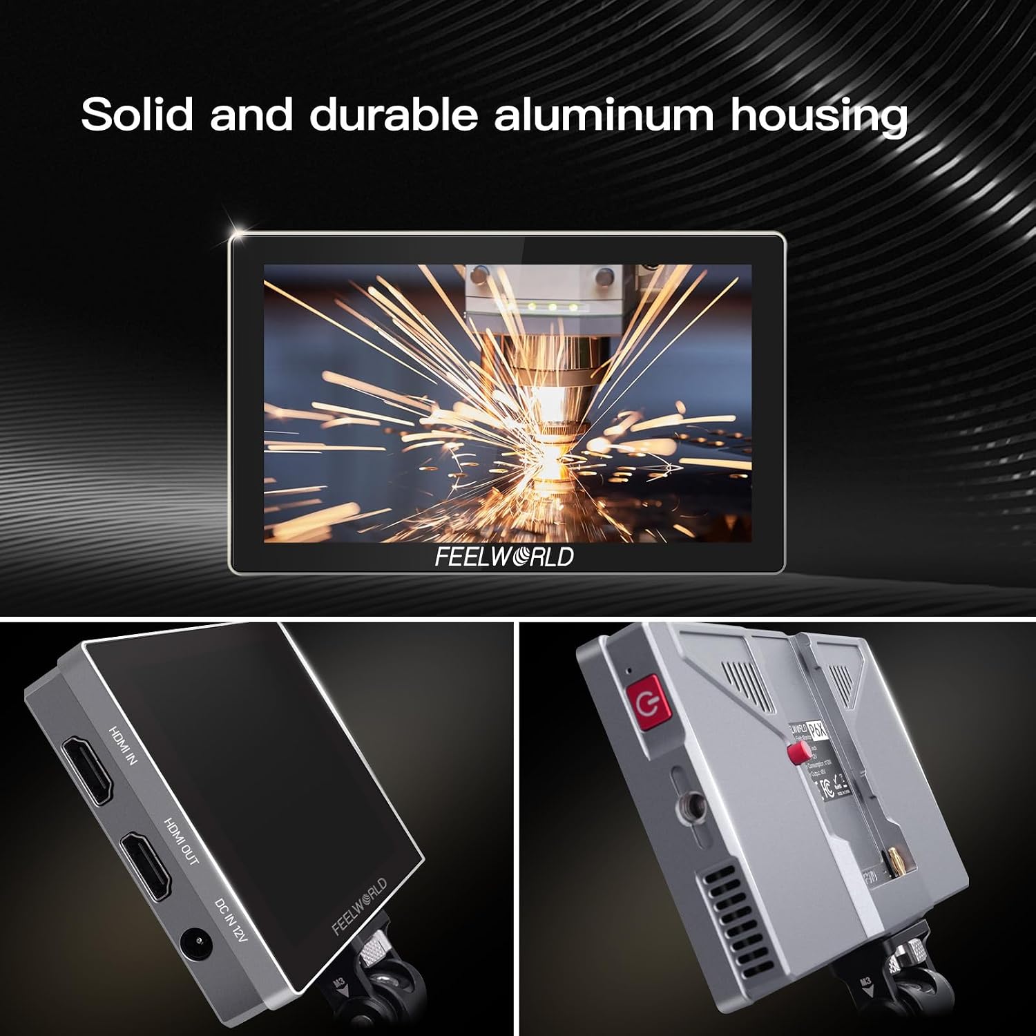 FEELWORLD P6X 5.5 - Inch Touchscreen Aluminium Portable Camera Field DSLR Monitor with 4K HDMI I/O, HDR, Waveform, 3D LUT, 2200mAh Battery, and Carry Case Included