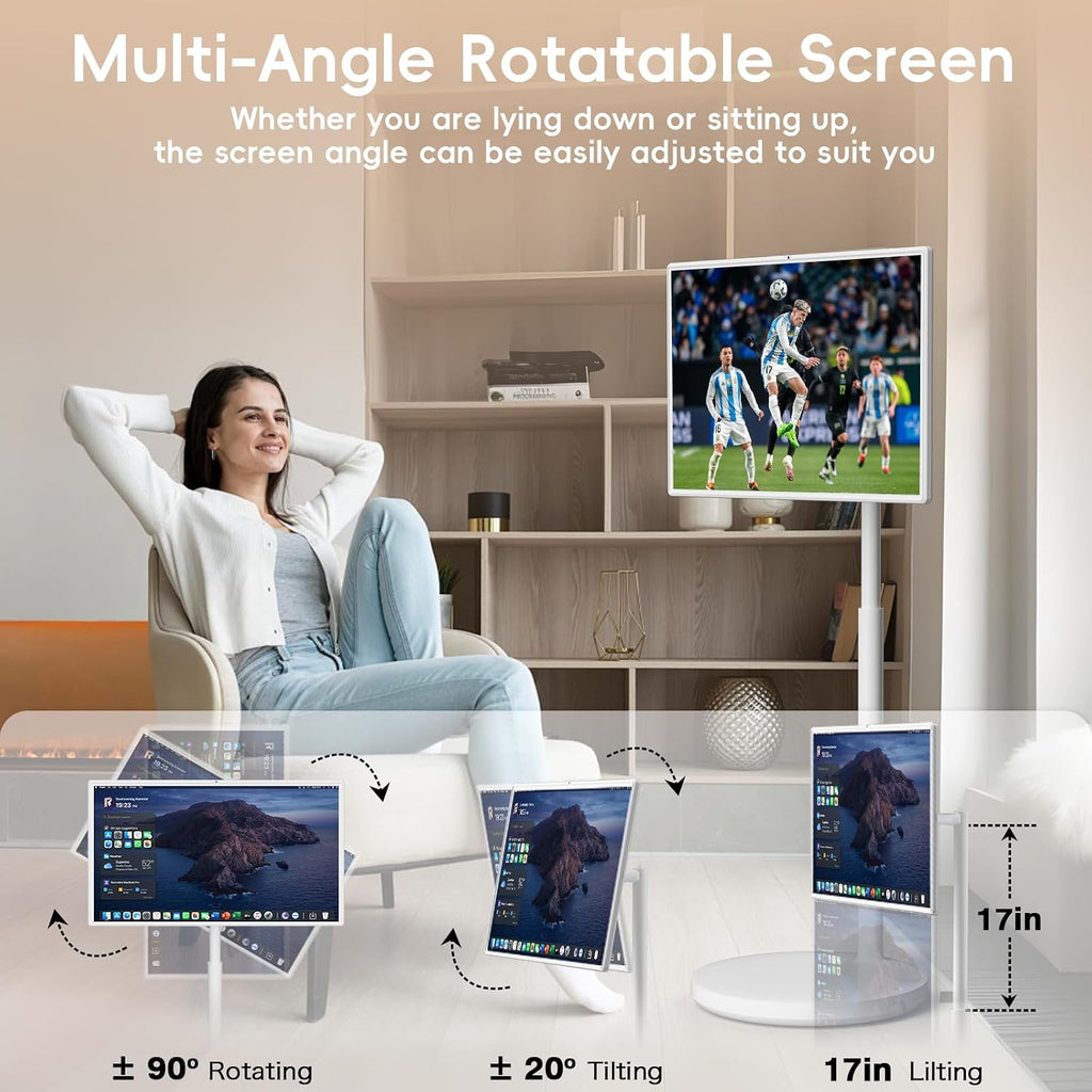 32-inch Smart Screen 4K Camera Portable TV |Wireless Portable TV on Wheels |Touch Screen Monitor | Android 13 OS (Support Google Store) Built-in Battery (5-8H) Full Swivel Rotation (8RAM+128GB)