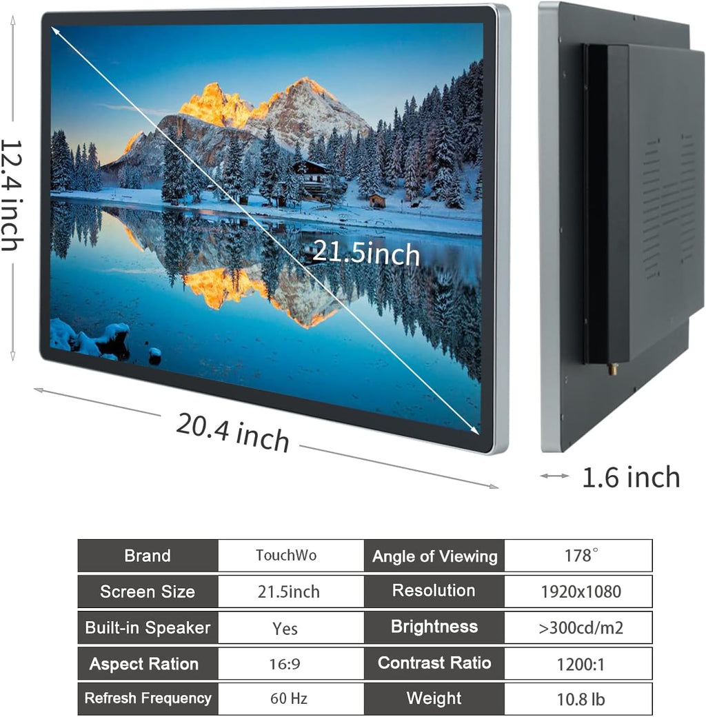 21.5 inch Android 12 Touchscreen Monitor Tablet, 16:9 FHD 1080P, WiFi & BT, Built-in Speakers, RK3588 4GB RAM & 64GB ROM, Smart Board for Classroom, Meeting & Game