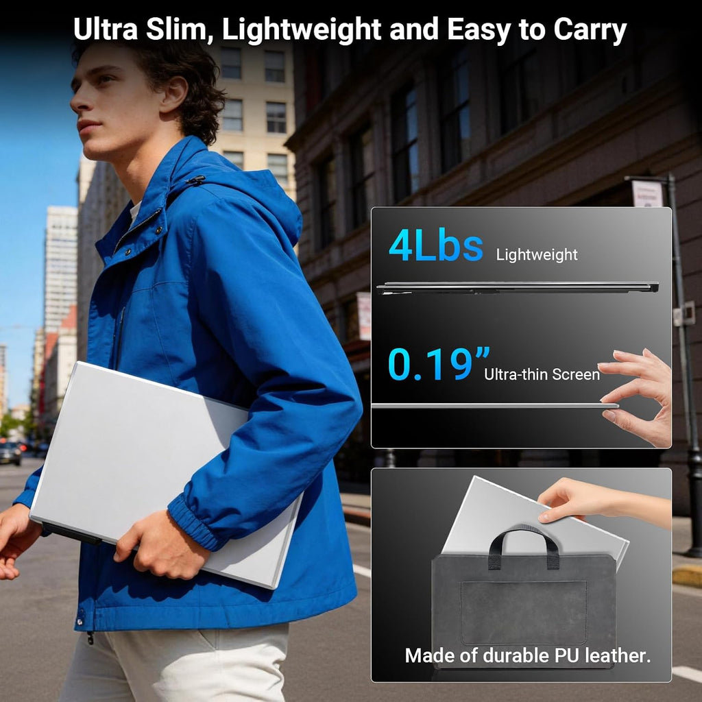 15.6' Laptop Screen Extender, 1080P FHD Triple Portable Monitor for Laptops, Ultra-Slim Travel Dual Monitor Fit for 13-17.3' Laptops, USB-C Plug&Play Extended Screen Compatible with Win/Mac/Android