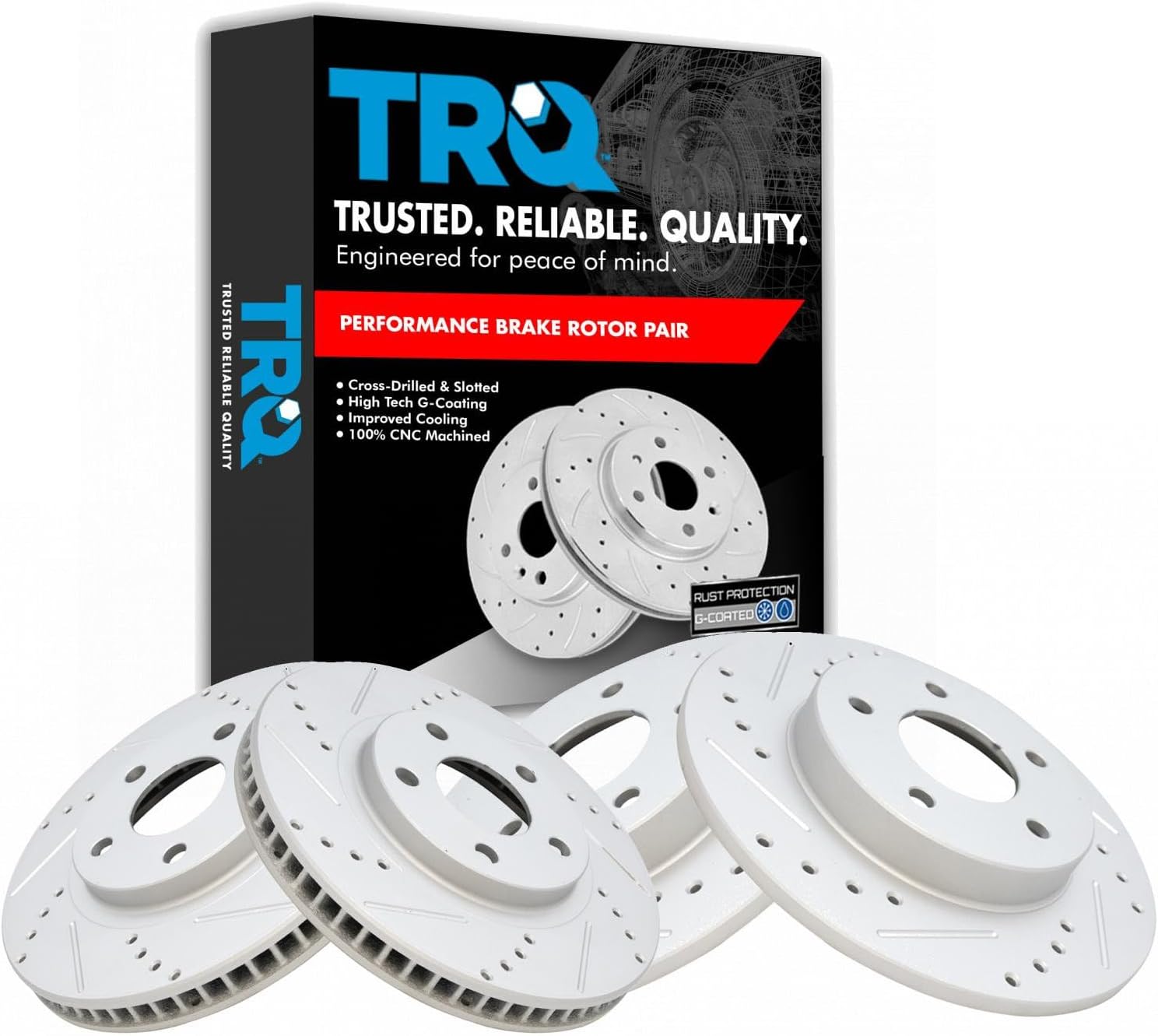 TRQ Brake Performance Rotor Kit Front & Rear Compatible with Buick Cadillac Olds Pontiac