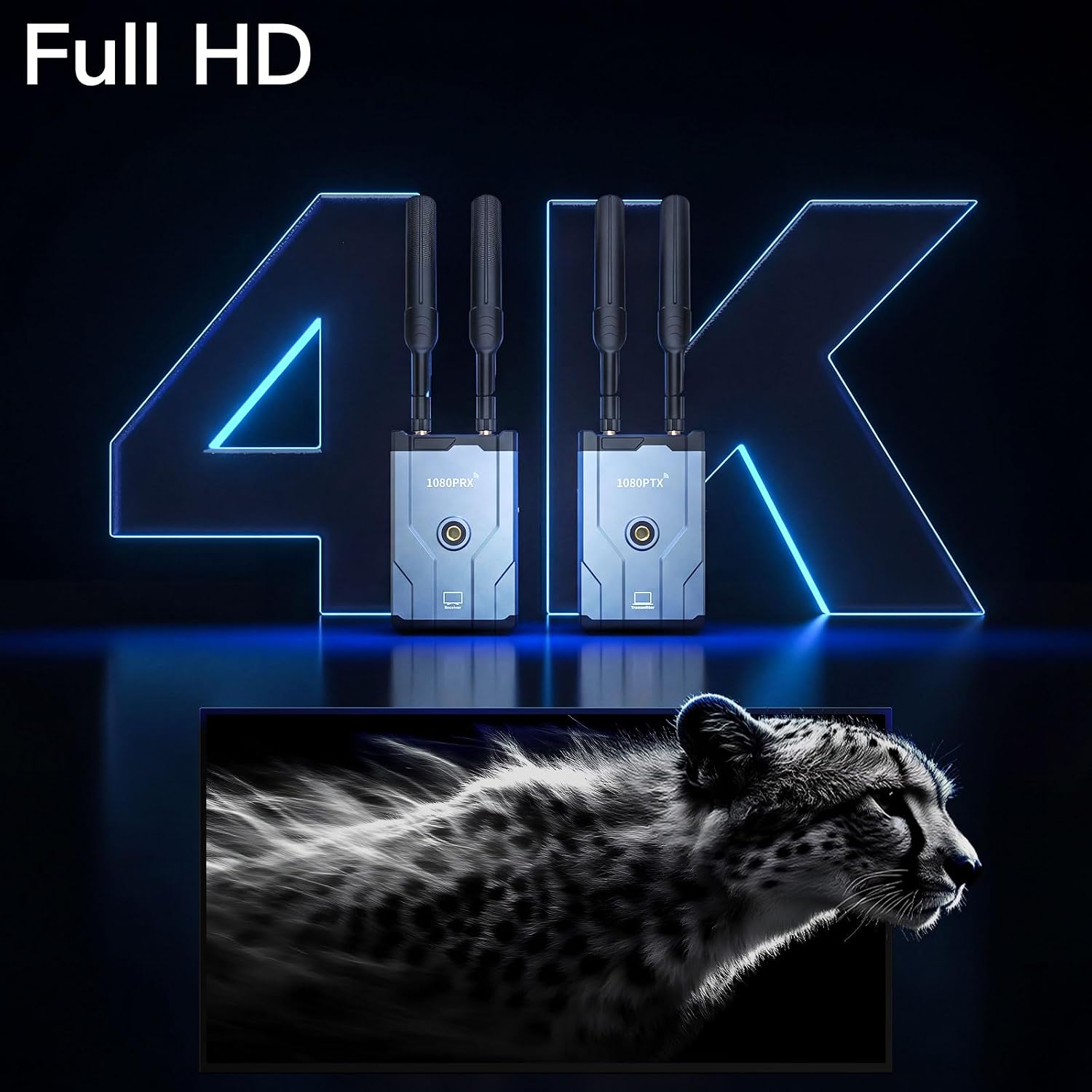 Wireless HDMI Transmitter and Receiver, Wireless HDMI Extender with Loop Out, 500m(1640ft) 5.8GHz 1080P for Streaming from DSLR,Laptop,Netflix,YouTube to TV/Projector