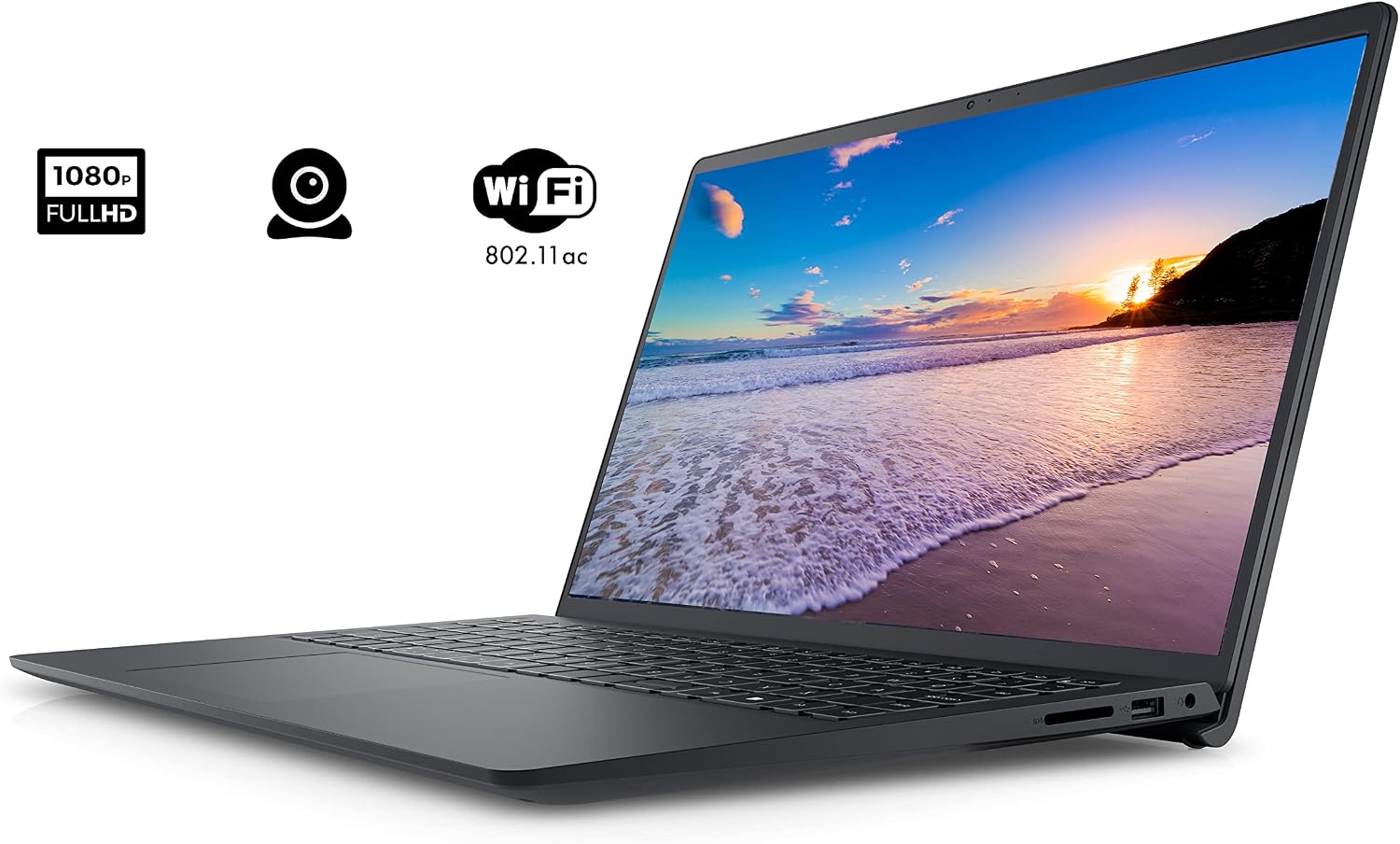Dell 2022 Inspiron 15 3511 Laptop, 15.6' FHD Touchscreen, Intel Core i5-1035G1, 16GB RAM, 512GB PCIe NVMe M.2 SSD, SD Card Reader, Webcam, HDMI, WiFi, Windows 11 Home, Black