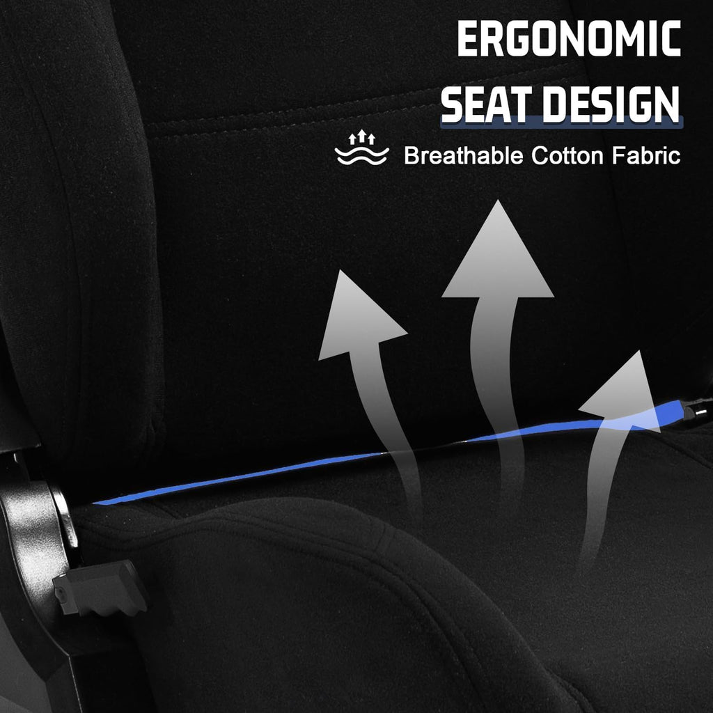 Marada Driving Racing Simulator Cockpit with Monitor Stand & Black Seat Fit for Fantec, for Logitech G923 G25 G920, for Thrustmaster T500 Wheel and Pedals Not Included