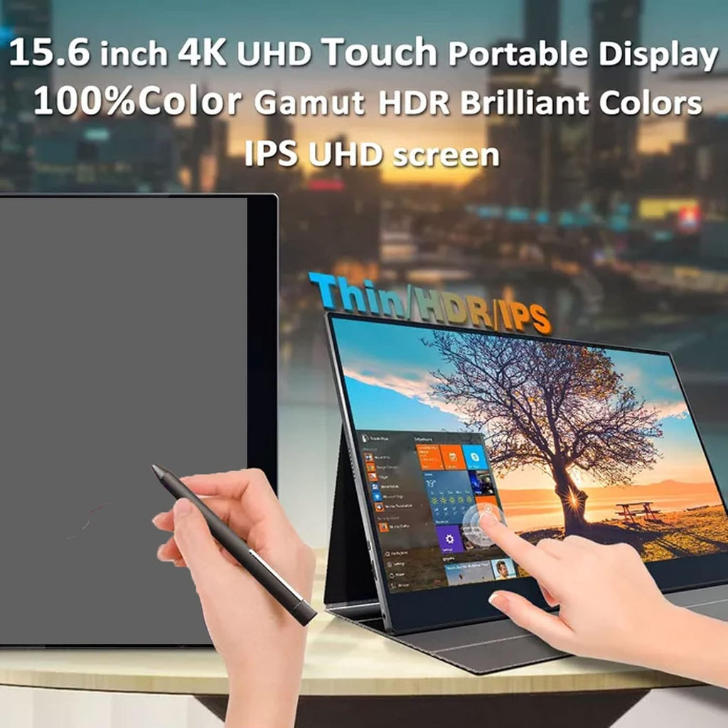 Sanpyl Portable Monitor, 15.6 Inch 4K LED Screen Ultra HD Monitor Builtin 10000mAh Rechargeable Battery Travel Monitor with 4096 Levels Pressure Sensitivity Pen 100-240V (US Plug)