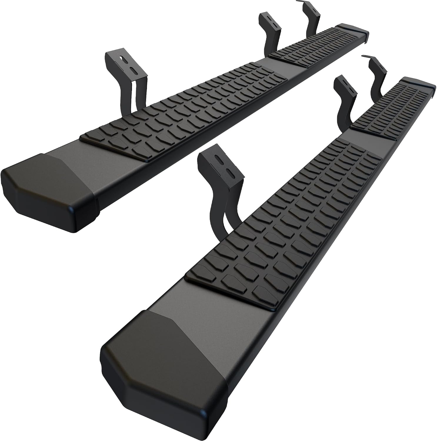 6 Inches Running Boards Side Steps Compatible with 2007-2021 Toyota Tundra Crewmax Cab 4 Full Size Doors, Black Textured Aluminum Nerf Bars