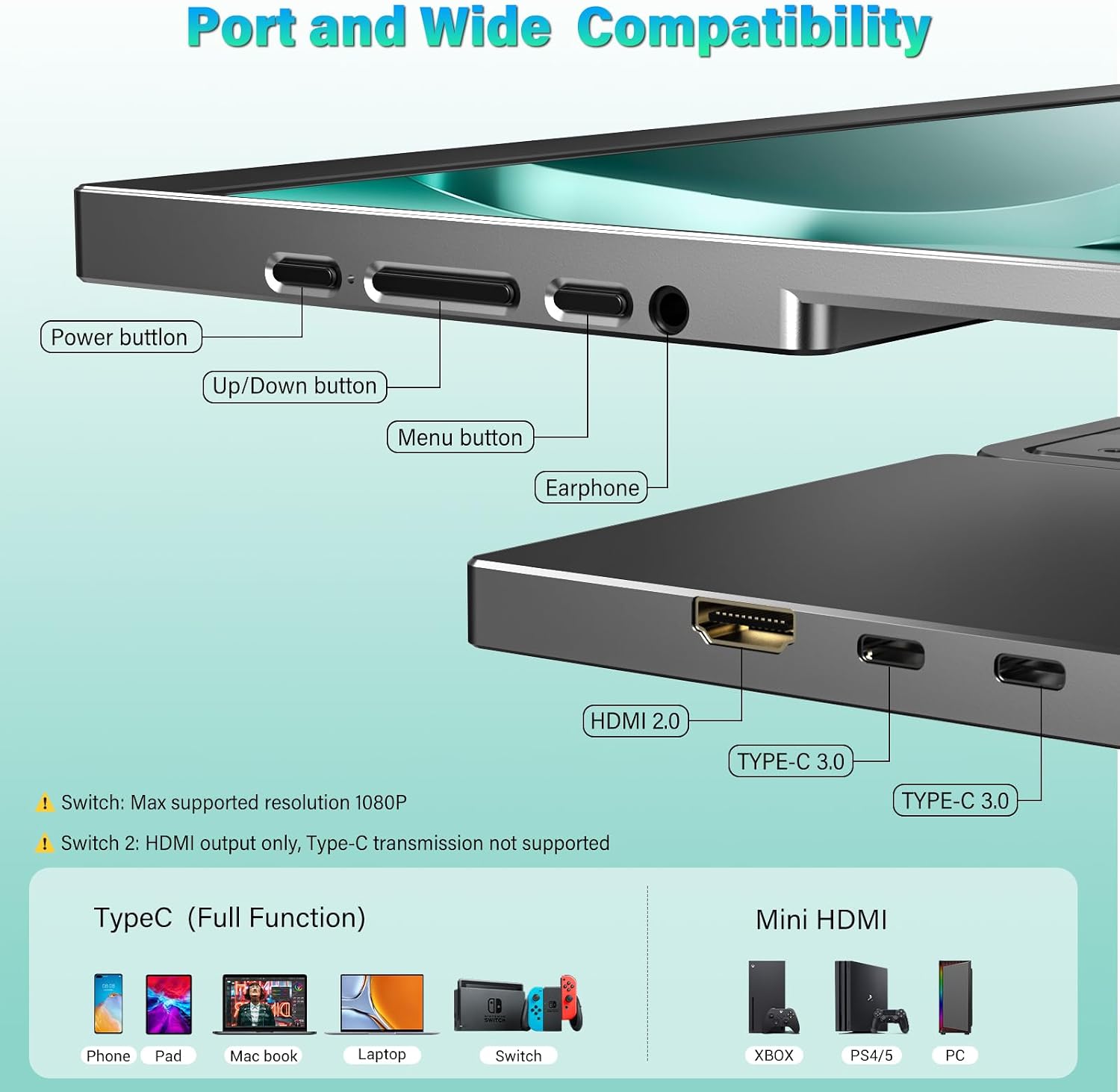InnoView 16' 2K 120Hz Portable Monitor+15.6' 1080P Portable Monitors for Laptop with Protective Sleeve Built-in 90° Adjustable Stand