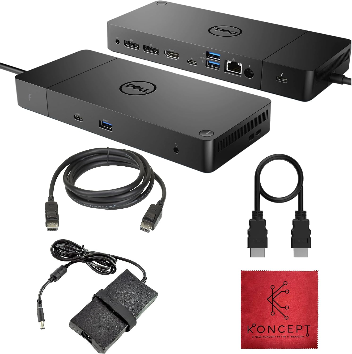 Dell WD19TB Thunderbolt Dock - 1 Year Warranty - Dell Docking Station Dual Monitor USB C with 180W, HDMI & DisplayPort Cable - Docking Station for Laptop & Computer (Renewed)