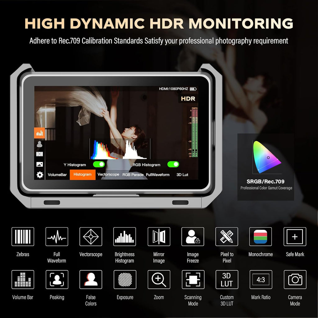 VILTROX DC-X3 Cage 6' SDI Camera Field Monitors 2000nits Super Bright Daylight Viewable External Monitor for 4k HDMI DSLR Touchscreen Monitor for Sony Canon Nikon with Sunshield 2200 MAh Battery