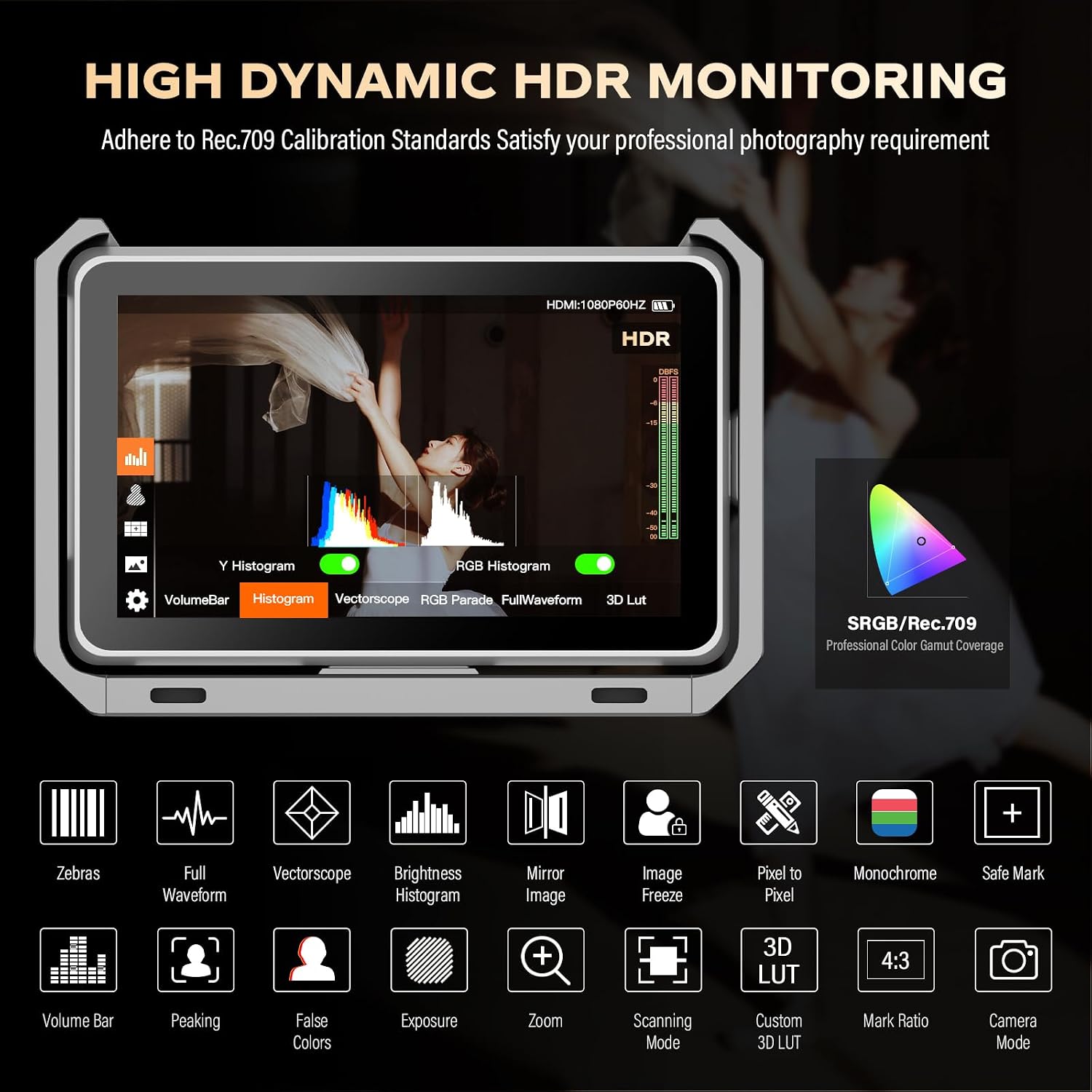 VILTROX DC-X3 Cage 6' SDI Camera Field Monitors 2000nits Super Bright Daylight Viewable External Monitor for 4k HDMI DSLR Touchscreen Monitor for Sony Canon Nikon with Sunshield 2200 MAh Battery